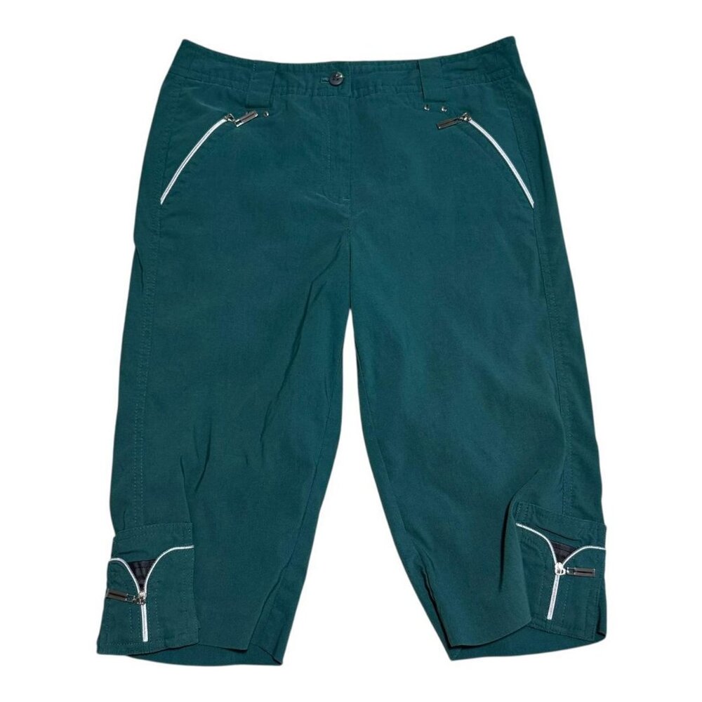Jamie Sadock Green Nylon Rayon Straight Leg Capri Pants Women's 2 27x14